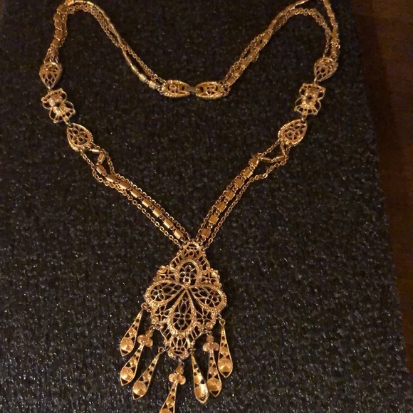 Monet Vintage Filigree Multi Chain Statement Necklace - Picture 3 of 16